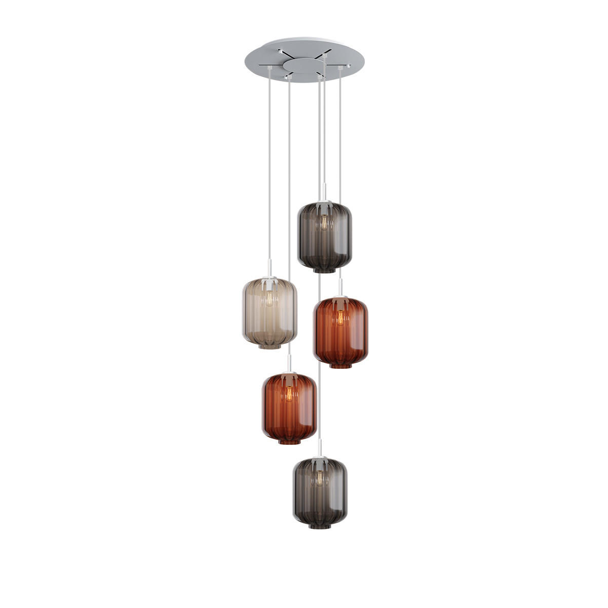 GALERIELEUCHTE Velo 5-flammig Mehrfarbig Ø 25cm - Multicolor/Weiß, Glas (25/25/27cm) - s.luce