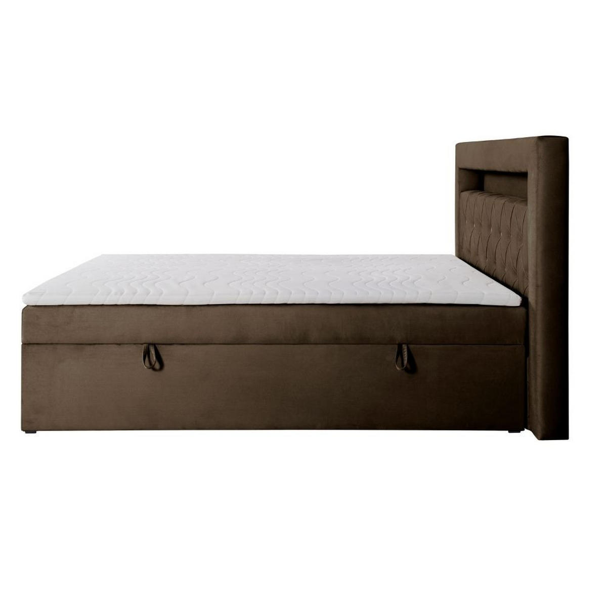 BOXBETT Lui Gold mit Bonnelmatratze, Topper, LED-Beleuchtung, 200x200, Braun - Braun, Holzwerkstoff/Kunststoff (200/200cm) - AN-Moebel 4u