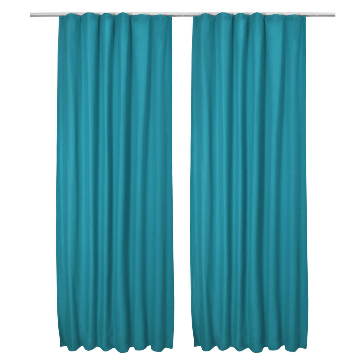 VORHANG Amelie TK mit Kräuselband 140x245cm Türkis (2tlg) - Türkis, Textil (140/245/1cm) - Beautissu 