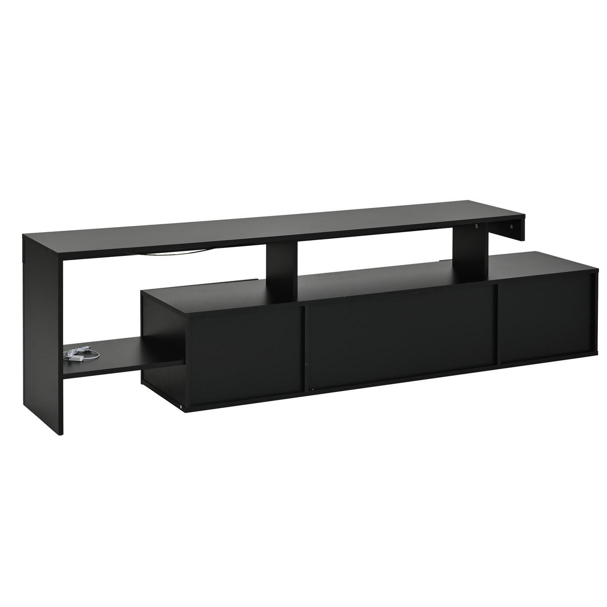 LOWBOARD DE-40375 3 Schränke mit LED und Hochglanz Schwarz - Schwarz, Holzwerkstoff (192/53/37cm) - ComfortXL