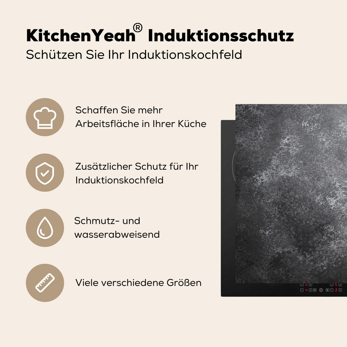 HERDABDECKPLATTE Pfeffer - Kräuter - Gewürze - Beton 81x52 cm - Rot, Kunststoff (81/0.2/52cm) - MuchoWow