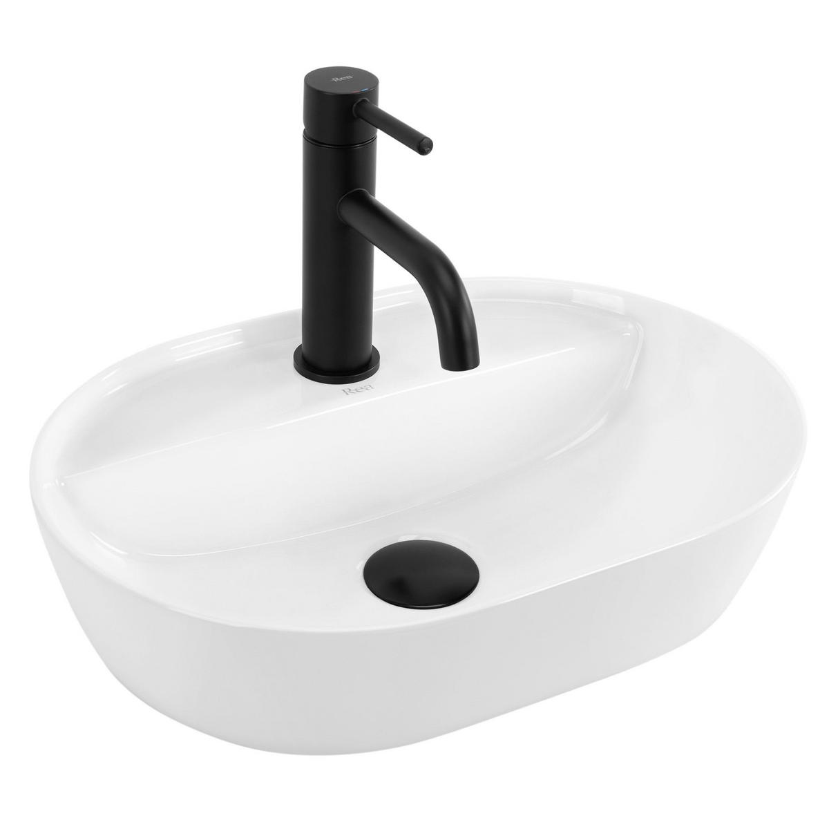 AUFSATZWASCHBECKEN AURA 42 42/30/12 cm - Weiß, Keramik (42/12/30cm) - REA