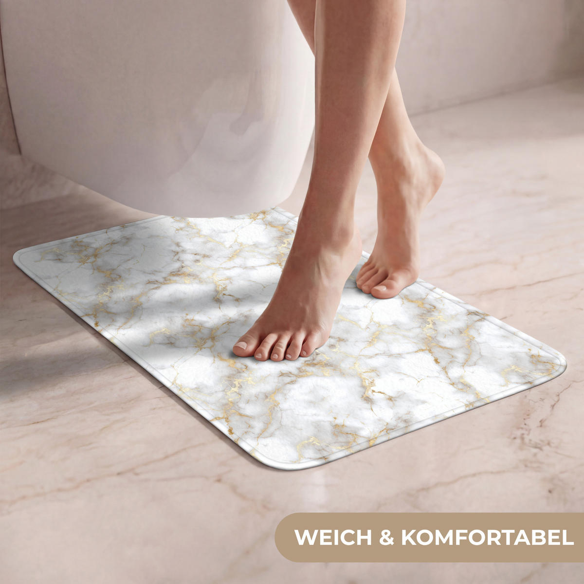 WC PŘEDLOŽKA Zlaté žilky - Mramor - Bílý 40x60 cm - bílá, textil/plast (40/1cm) - OnlyWow