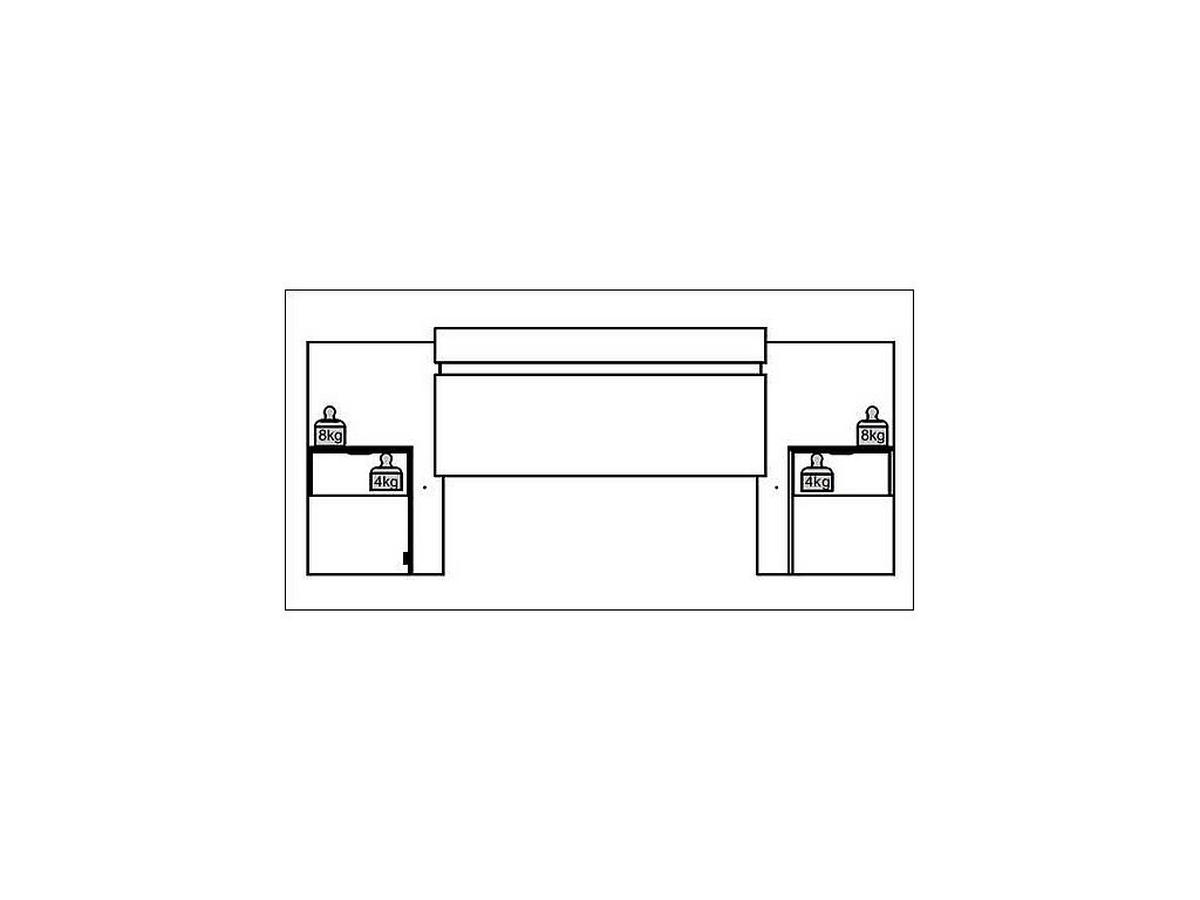 BETTKOPFTEIL ausziehbar mit integrierten Nachttischen - 140/160 cm - Naturfarben & Schwarz - PARATI - Schwarz, Holz (252/106/39.5cm) - Vente-Unique