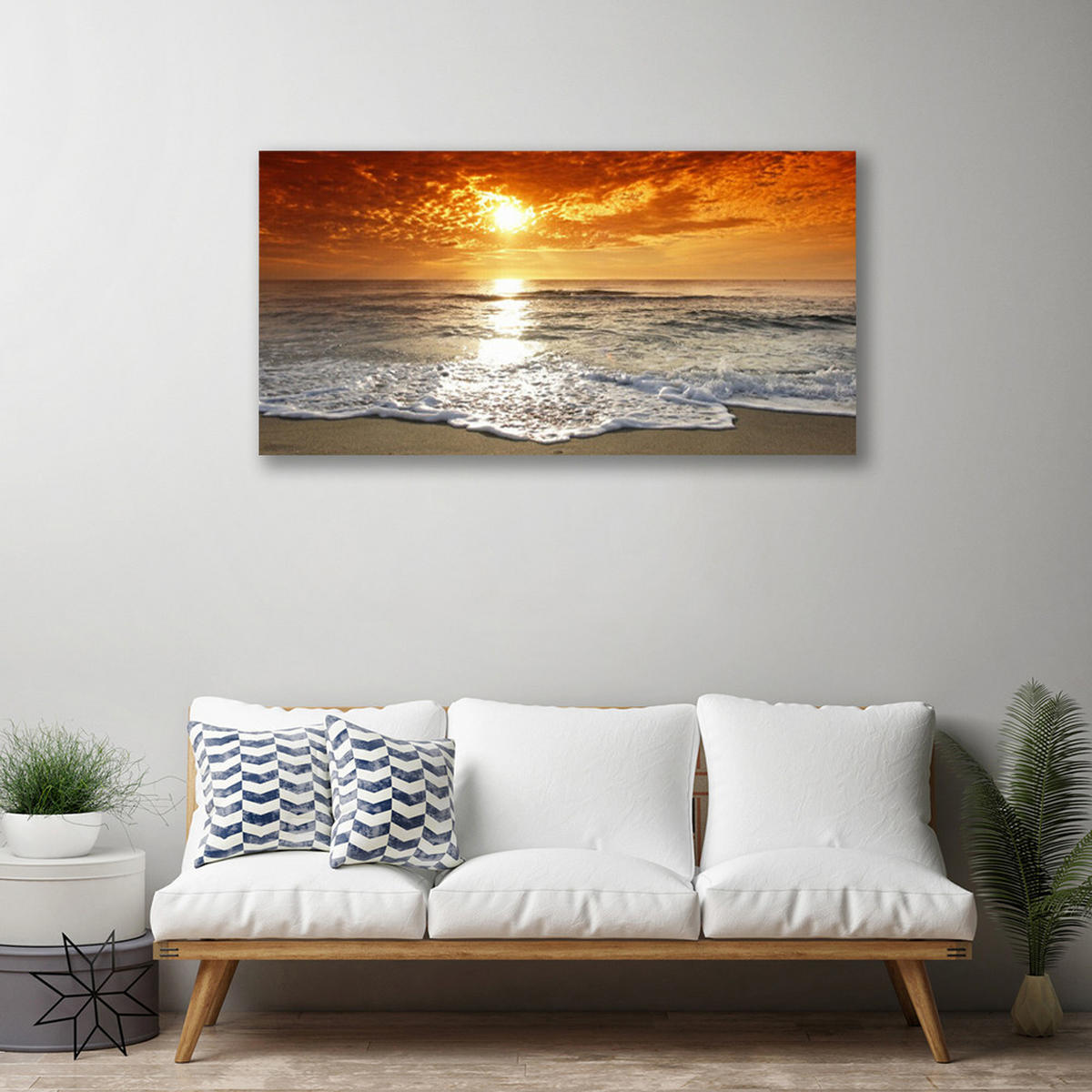 LEINWANDBILD 100x50 cm Sonnenuntergang - Sandfarben/Orange, Textil (100/4cm) - TULUP