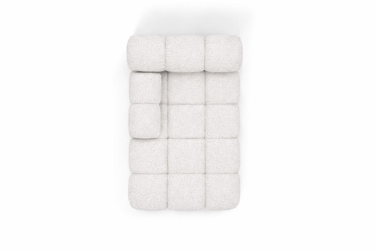 CHAISELONGUE Modular, Bouclé-Stoff Abriamo, Ecru, Links, Selia - Ecru, Holz (95/70/160cm) - Kaiser Möbel
