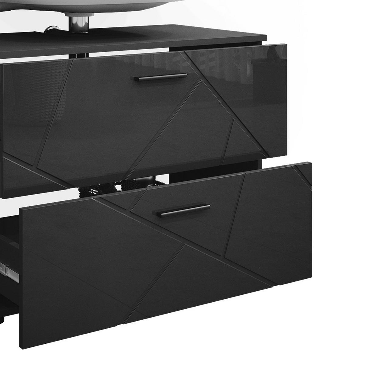 SADA NÁBYTKU DO KOUPELNY Irma Antracitový vysoký lesk - antracitová/vysoce lesklá černá, kompozitní dřevo (80/58.6/41cm) - Vicco