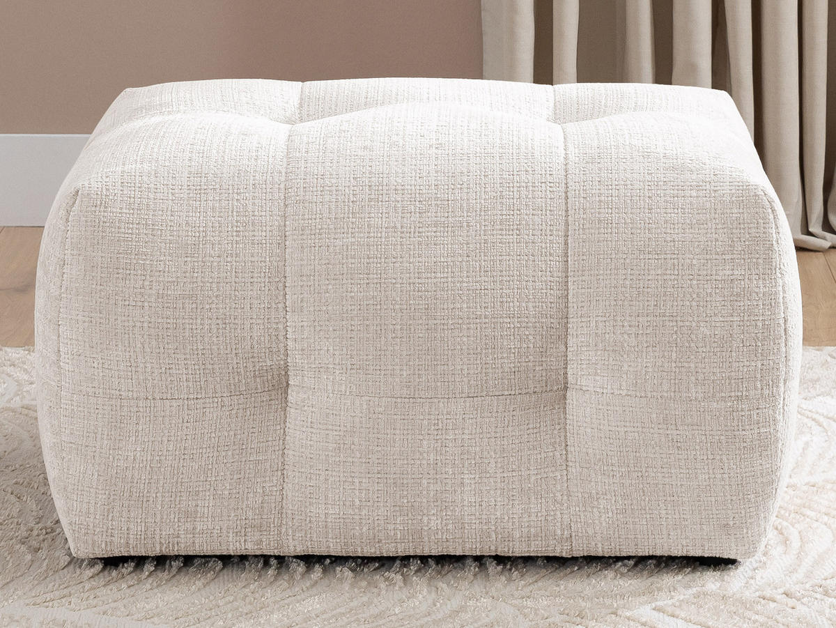 POLSTERHOCKER Kozy im Bumpy-Design aus weichem Beige Chenille-Stoff - Beige/Creme, Holz/Textil (87/46/68cm) - S-Style Möbel