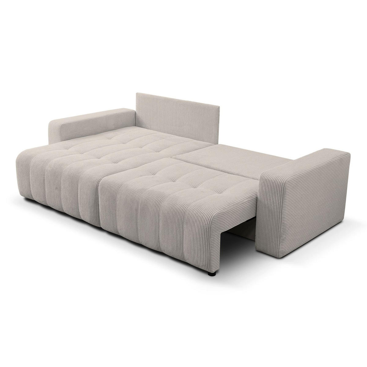 ECKSOFA Maillo Hellbeige Cord - Ecru/Schwarz, Kunststoff/Textil (245/143cm) - Selsey