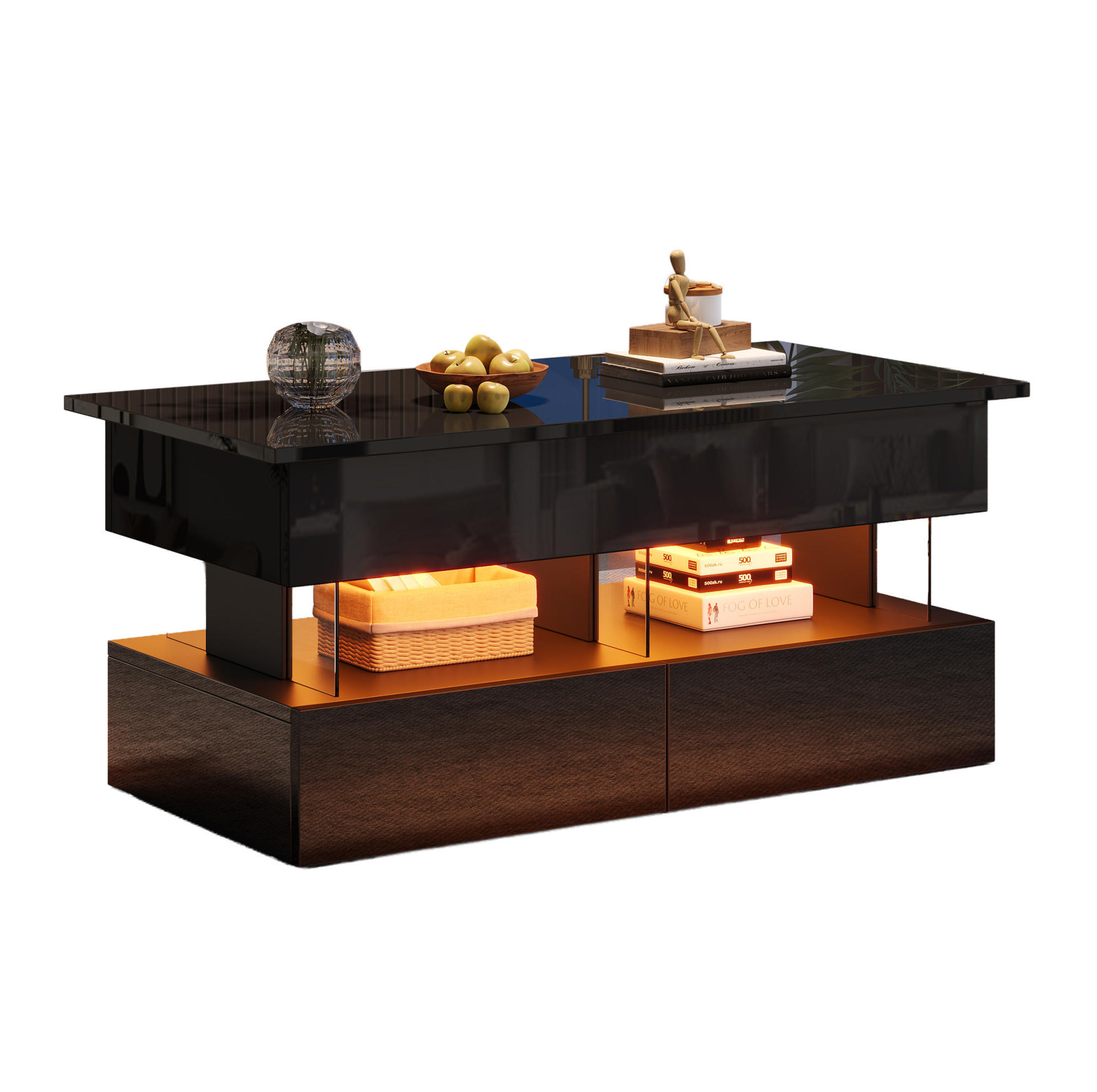COUCHTISCH höhenverstellbar 100 x 50 x 46 cm Schwarz - Schwarz, Holzwerkstoff (100/50/46cm) - Meubliv