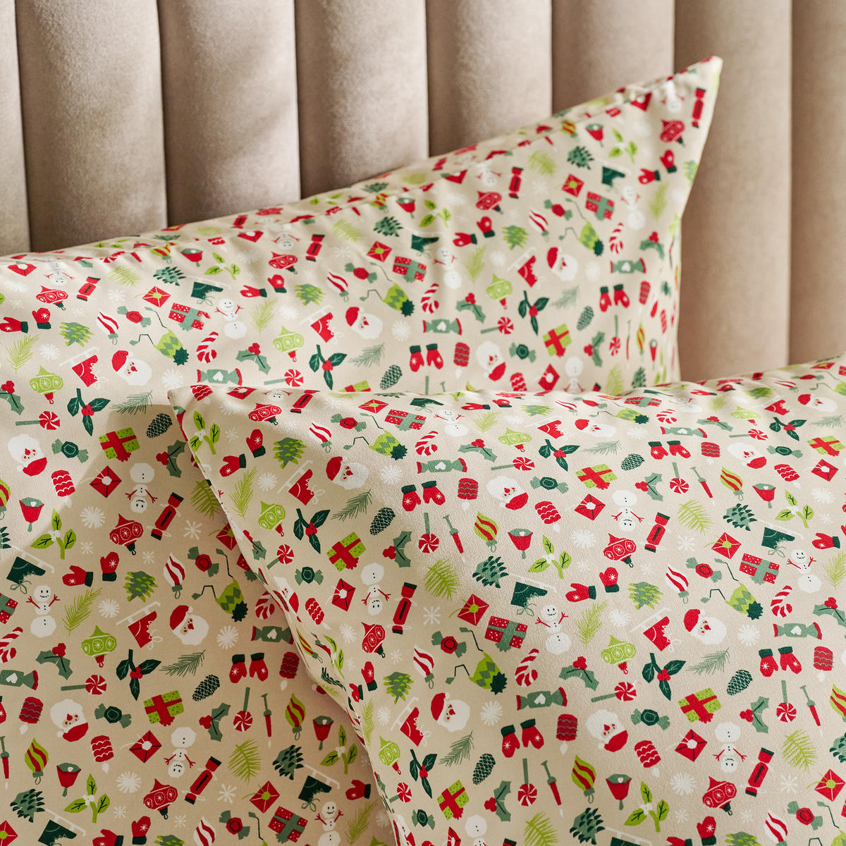 BETTWÄSCHE Mikrofaser FESTIOM, 200x220 cm, Beige, Winter Weihnachten Bettbezug, Weihnachtsdeko, Christmas, Weihnachtsmotiv - Beige, Textil (200/220cm) - home&you