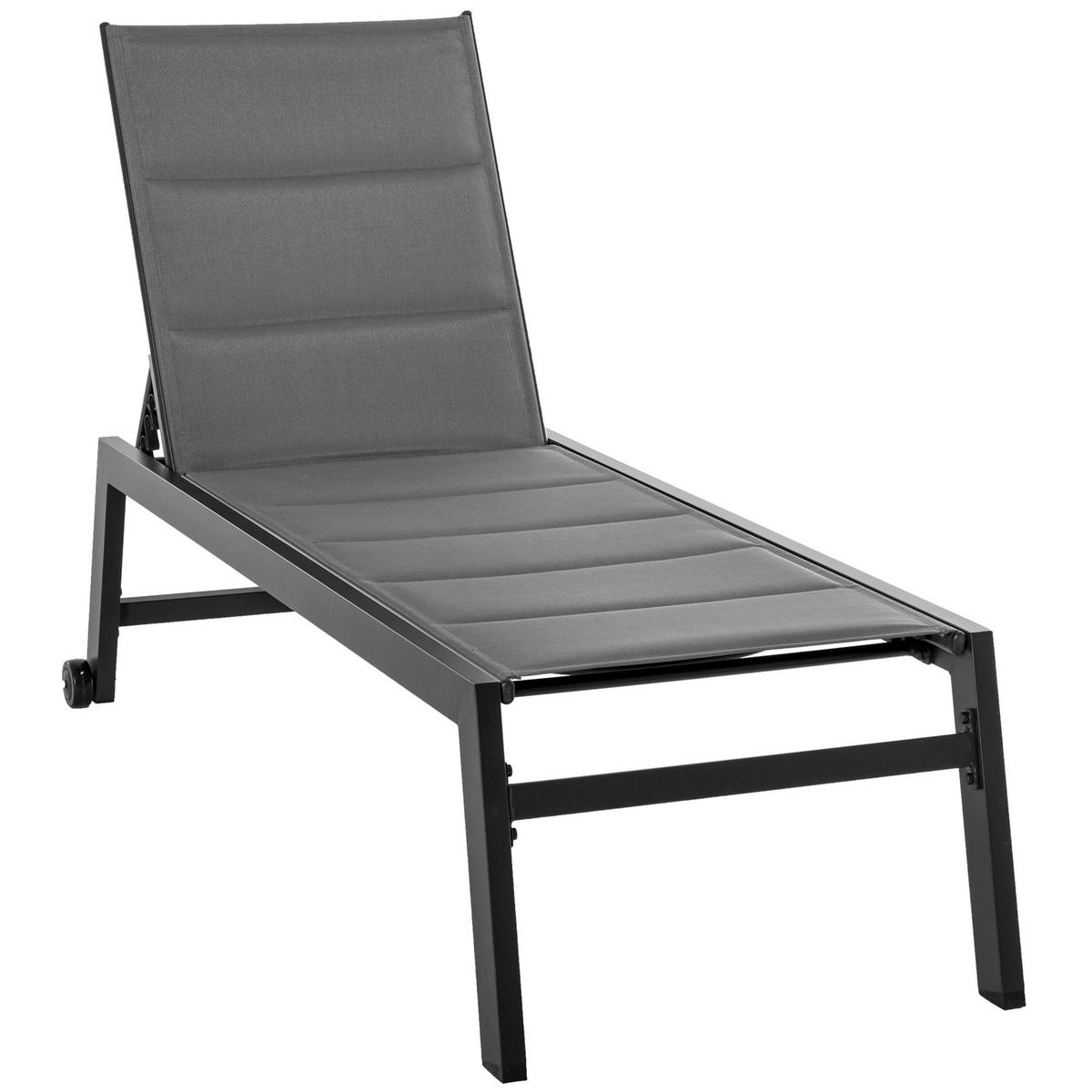 SONNENLIEGE 5-fach verstellbare Gartenliege 168*65*102 cm - Schwarz, Metall (168/102/72cm) - Vallsero