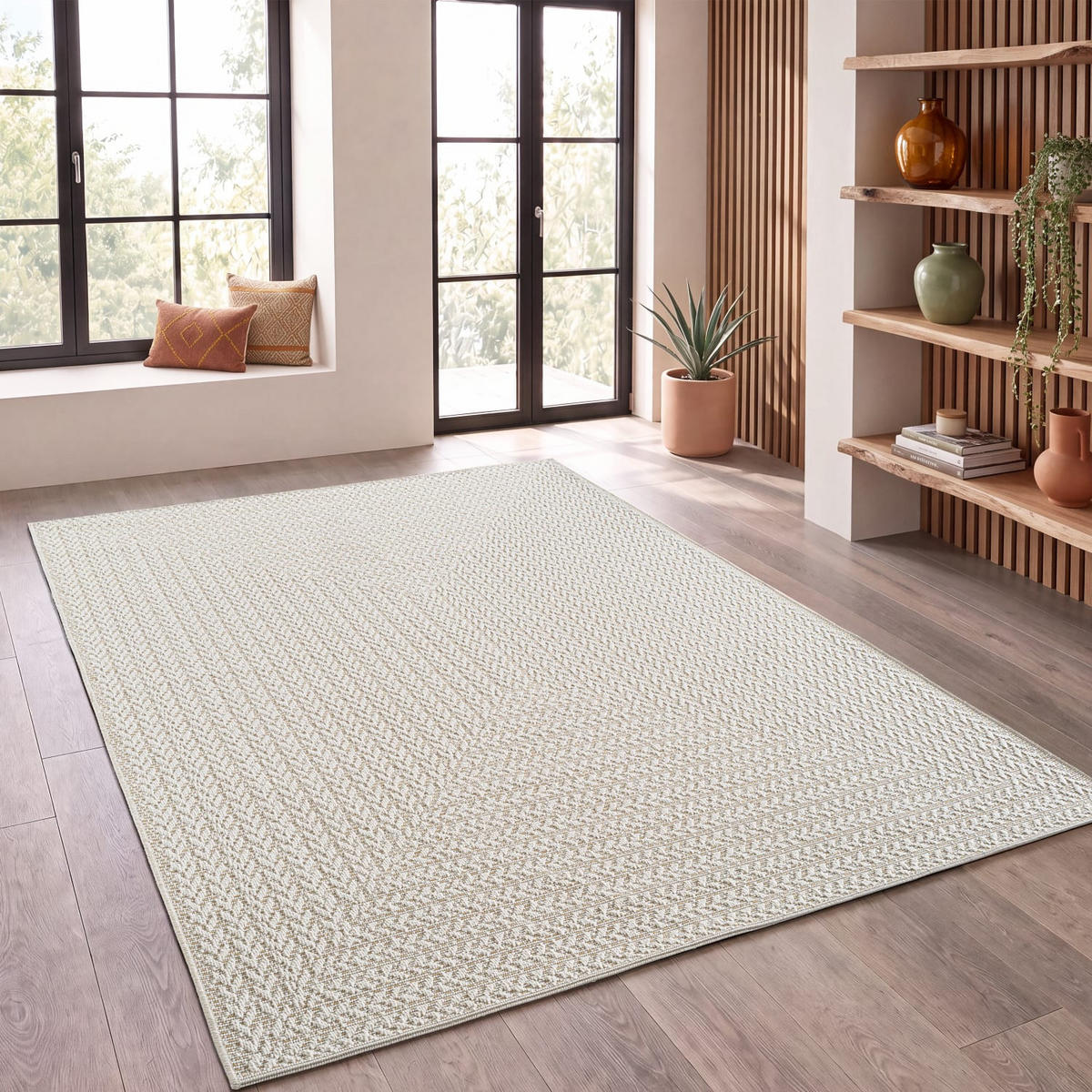 OUTDOORTEPPICH 120/170 cm Waregem 627 - Creme, Kunststoff (120/170cm) - Paco Home