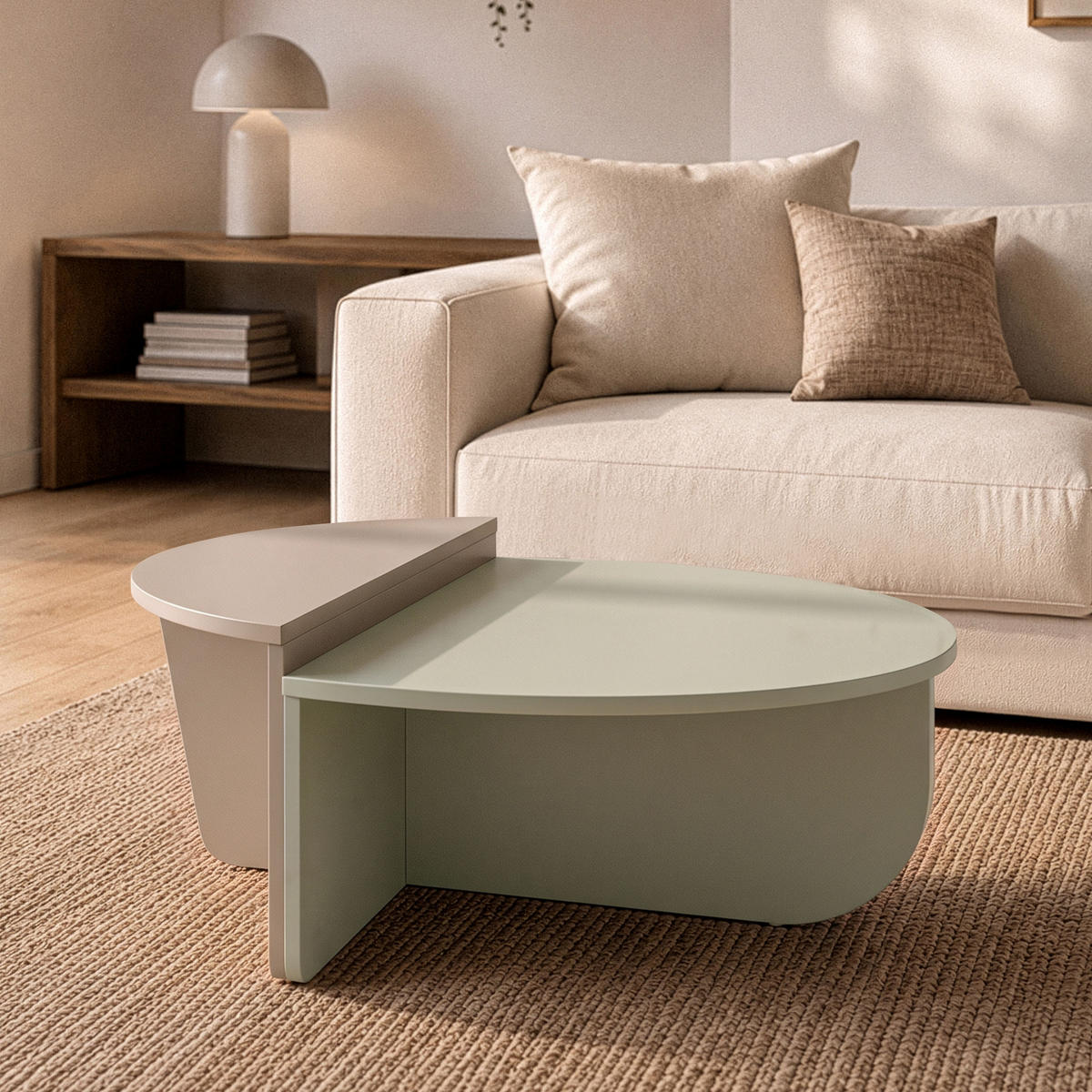 COUCHTISCH (2er-Set) orion 35/90/90 cm - Grün, Holzwerkstoff (90/90/35cm) - Calicosy