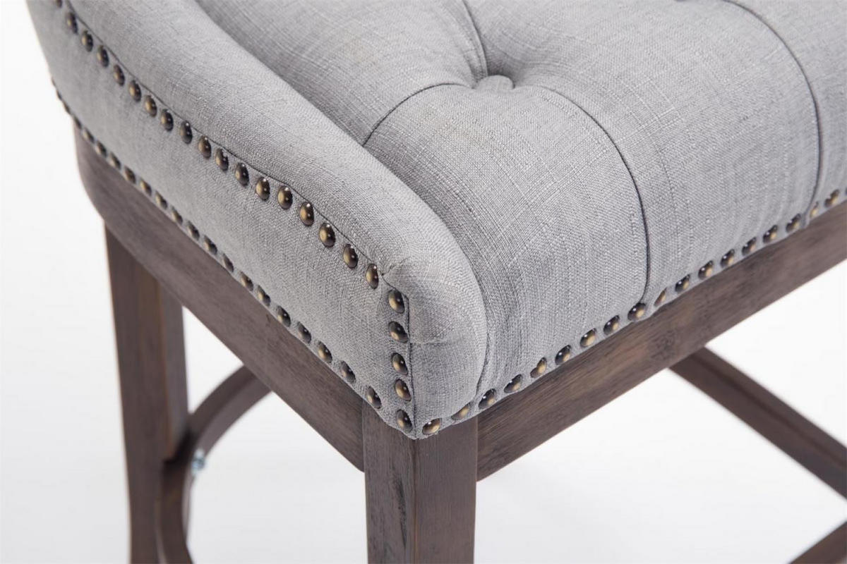 BARHOCKER Stoff hellgrau - Dunkelbraun/Hellgrau, Holz/Textil (55/109/57cm) - CLP