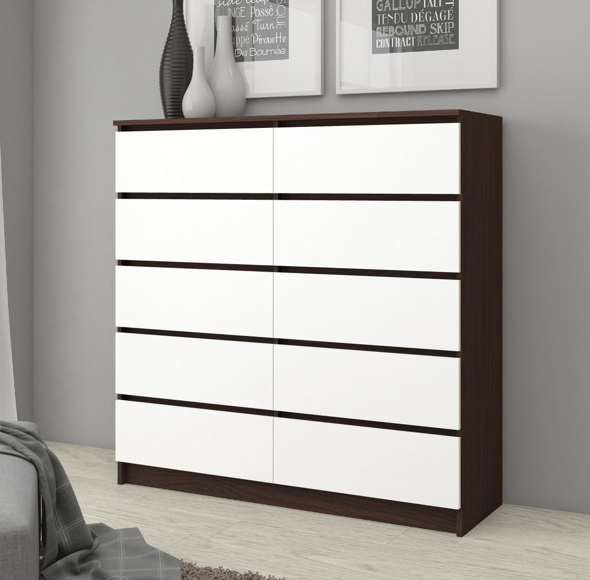 KOMMODE Dunkelbraun, Weiß 121/120/40 - Dunkelbraun/Weiß, Holzwerkstoff (120/121/40cm) - RAUMHIRSCH FURNITURE