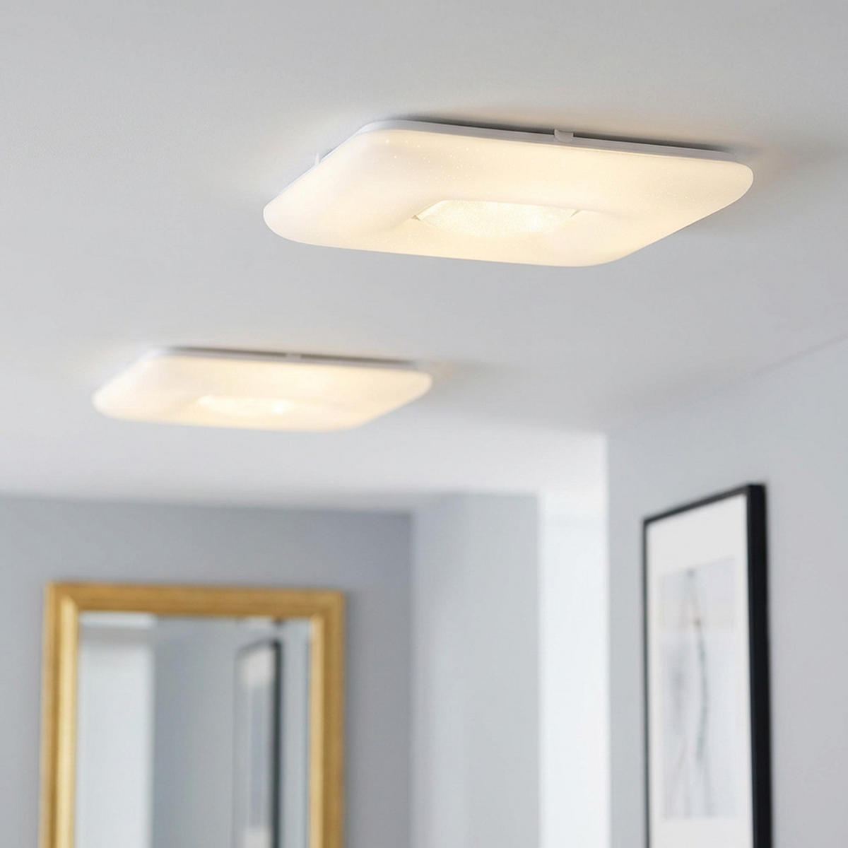 2X LED DECKENLEUCHTE TRYSTAN Chrom Weiß - Weiß, Metall (43/43/8cm) - Globo Lighting