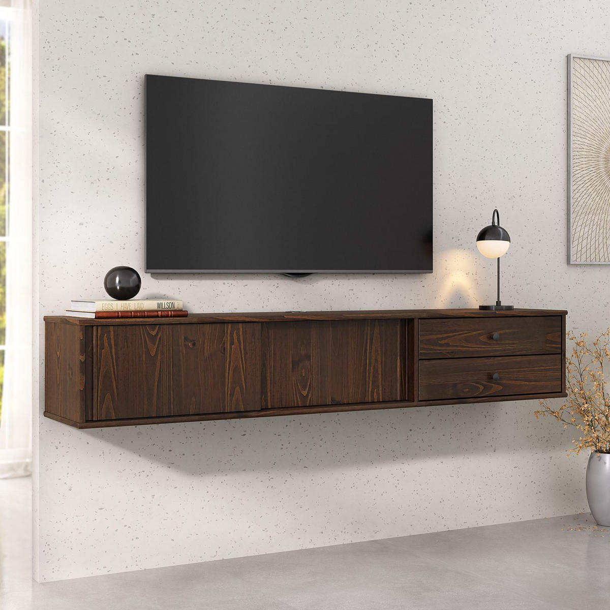 LOWBOARD SIMONA nussbaum - Nussbaumfarben, Holz (175/31/34cm) - IDIMEX