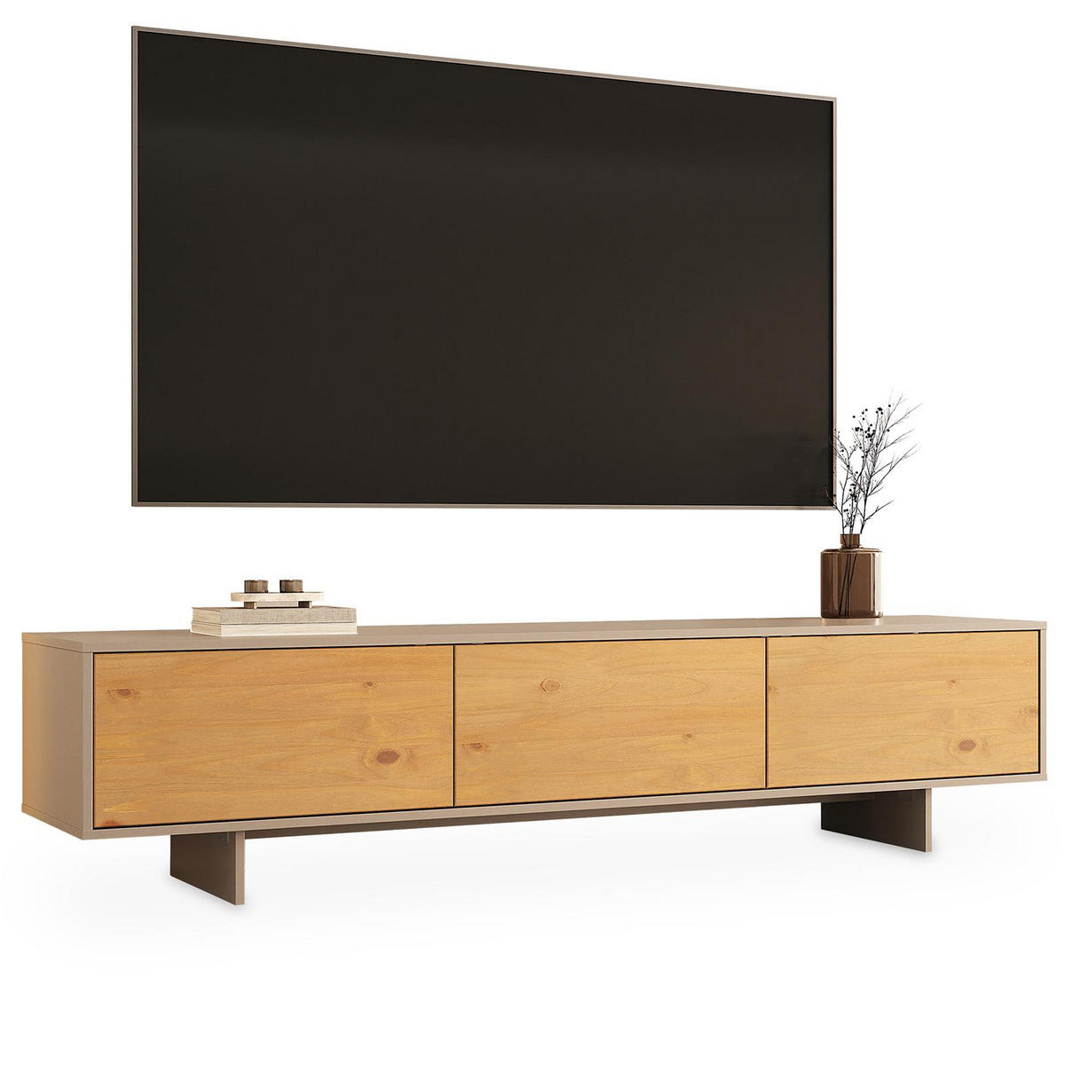 LOWBOARD ARTO Eiche/Kaschmir - Kaschmir/Eichefarben, Holz (184/42/39cm) - IDIMEX
