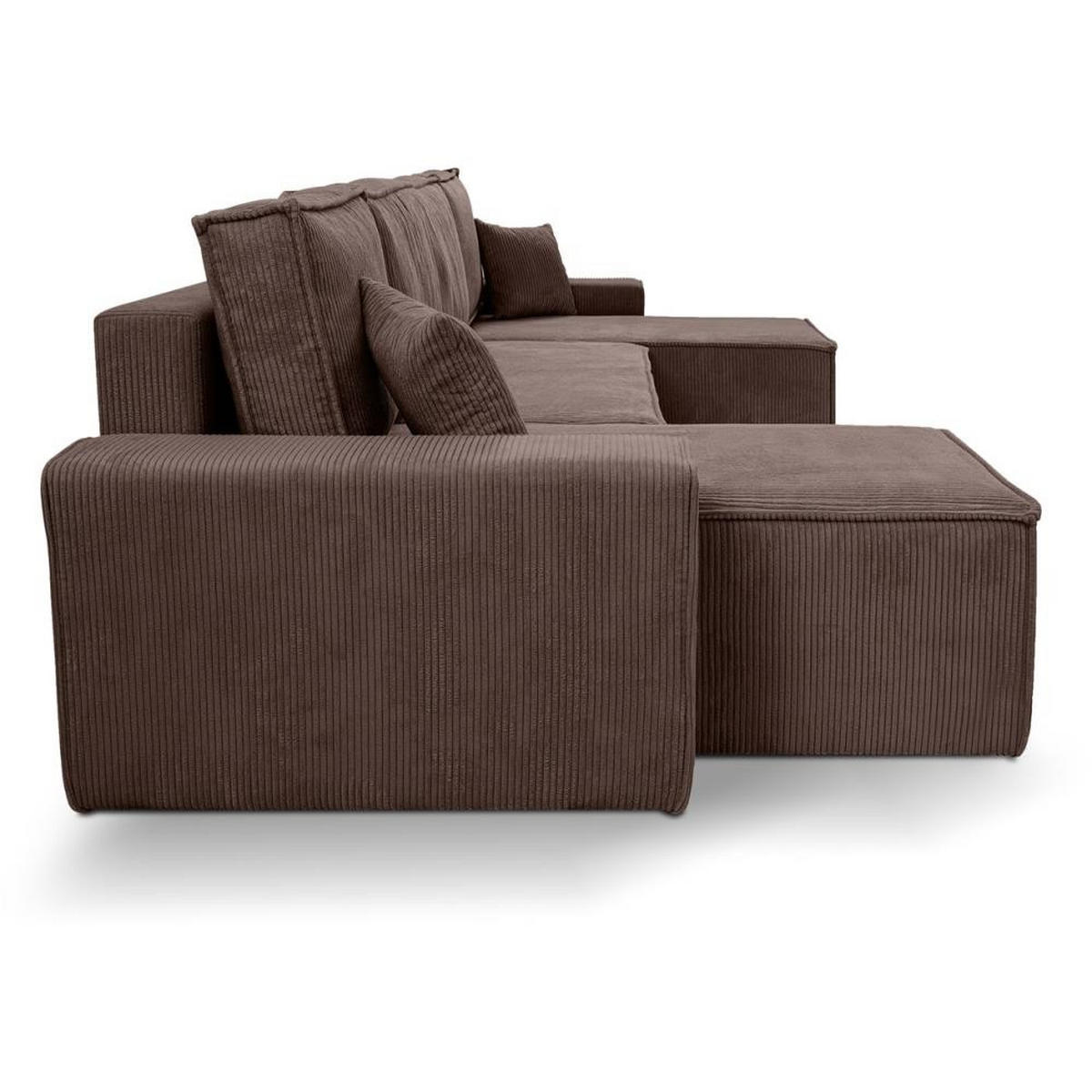 WOHNLANDSCHAFT Hektor U mit Schlaffunktion braun - Schwarz/Braun, Kunststoff/Textil (318/94/152cm) - Beautysofa