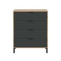 KOMMODE mit 4 Schubladen, Dekor Eiche und Anthrazitgrau - L77,5 cm - Apfelbaumfarben, Holzwerkstoff (40/93.5/77.5cm) - Calicosy