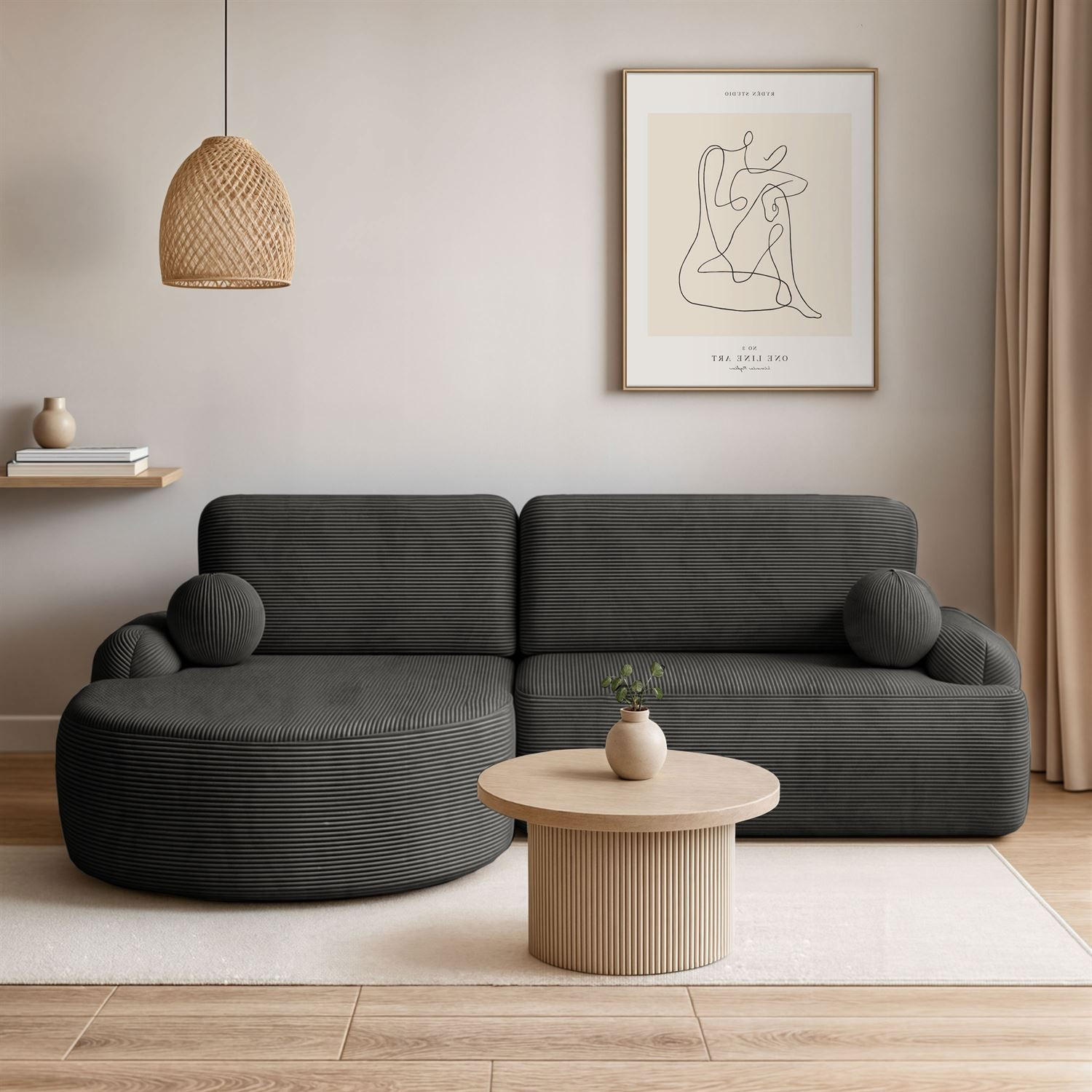 ECKSOFA CLEO II mit Schlaffunktion Version Linke Poso 34 - Dunkelgrau, Kunststoff (264/172cm) - Lookway