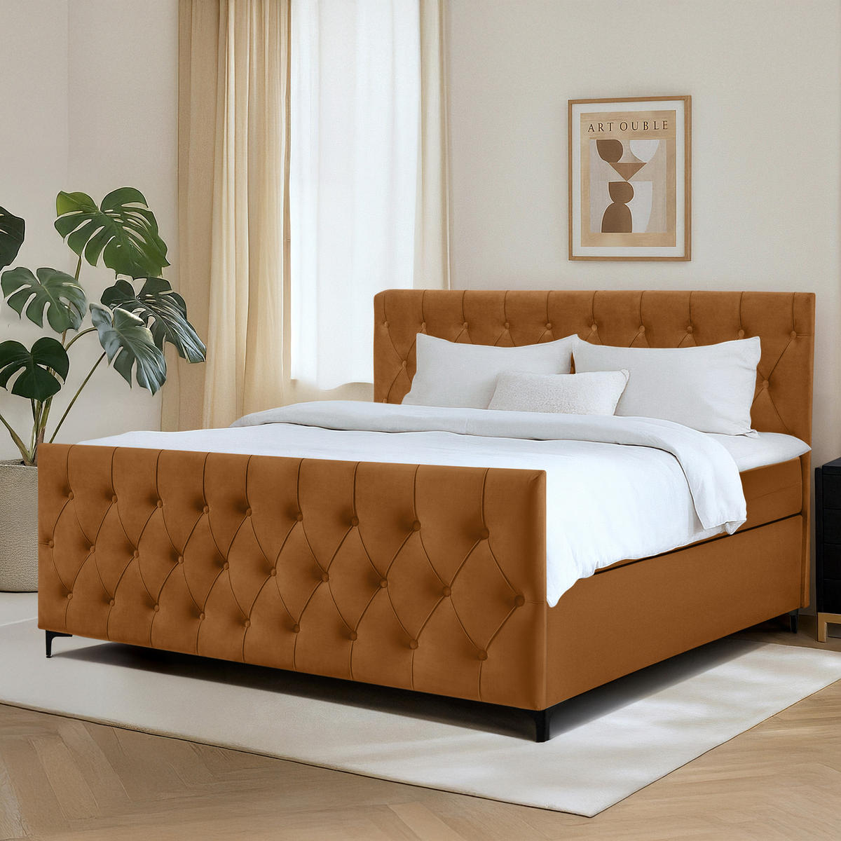 POLSTERBETT ARDEA, Rot - Rotbraun/Schwarz, Holz/Holzwerkstoff (180/200cm) - KONSIMO®