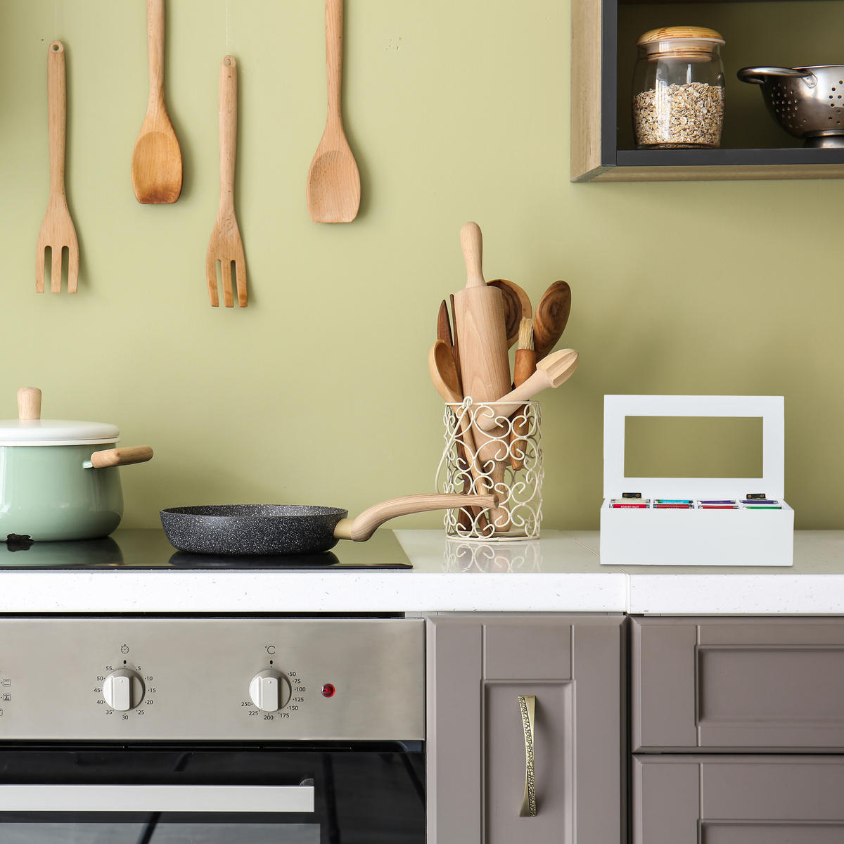 TEEBOX - Weiß, Holz/Kunststoff (28/9/16cm) - Relaxdays