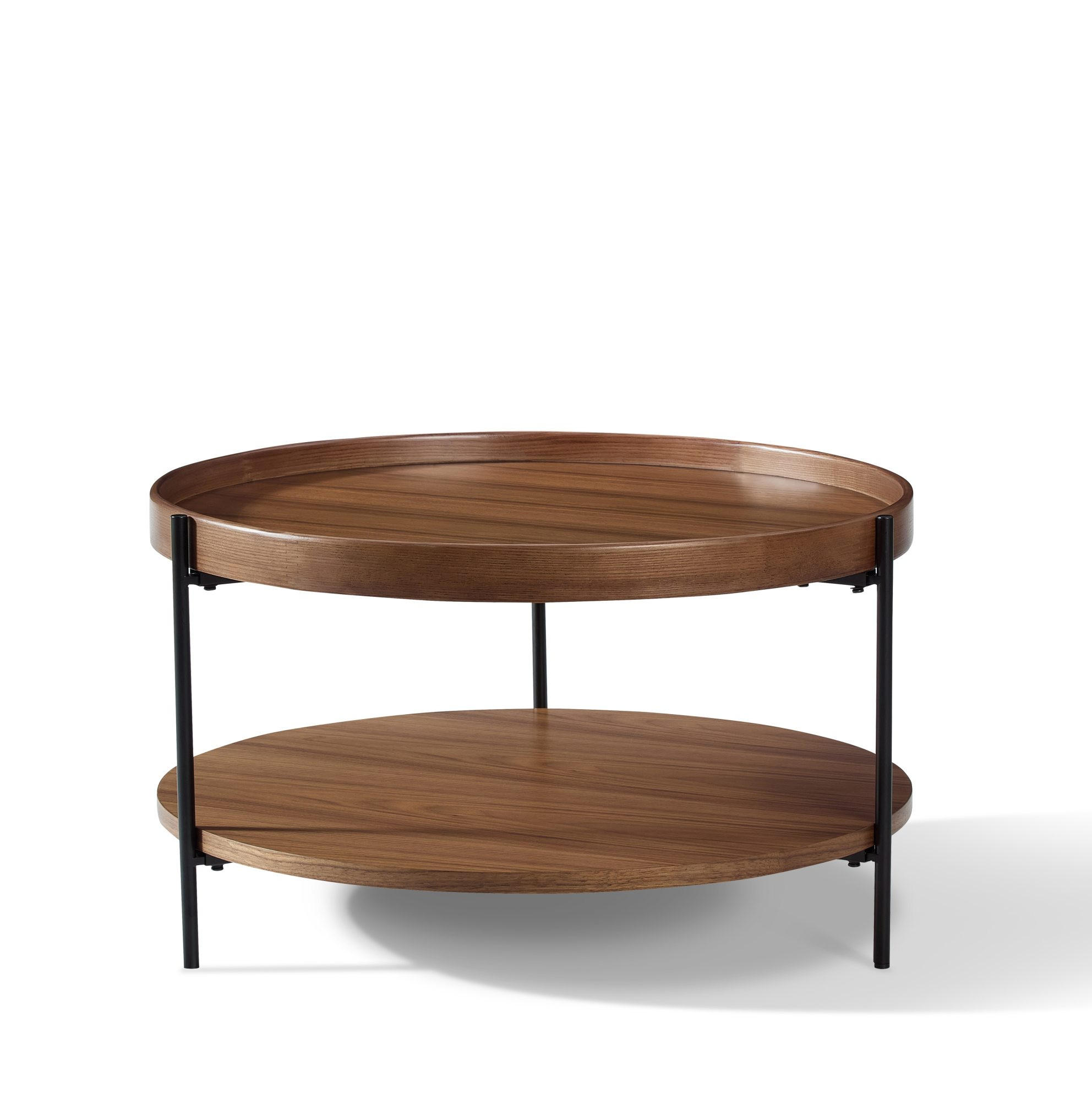 BEISTELLTISCH 44/44/48 cm walnuss aus Massivholz und MDF mit 2 Ebenen - Walnussfarben, Holzwerkstoff (44/44/48cm) - OKWISH