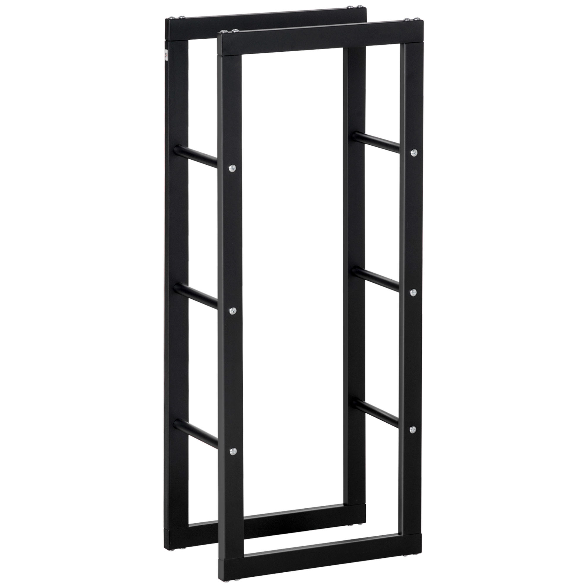 KAMINHOLZREGAL, Stahl, Schwarz, 40L x 25B x 100H cm - Schwarz, Metall (25/100/40cm) - HOMCOM