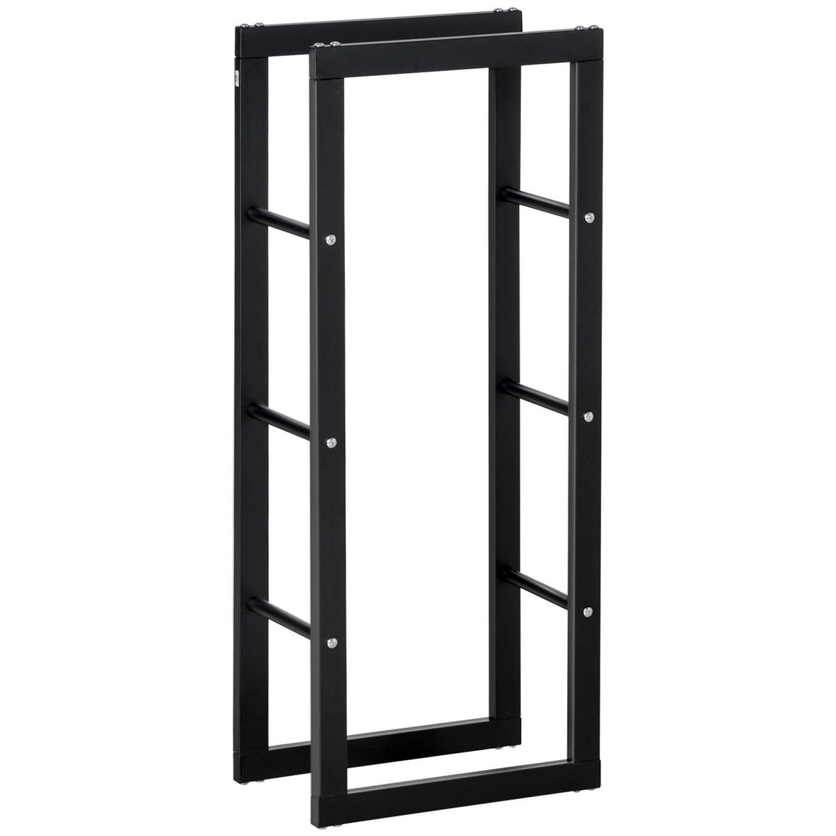 KAMINHOLZREGAL, Stahl, Schwarz, 40L x 25B x 100H cm - Schwarz, Metall (25/100/40cm) - HOMCOM