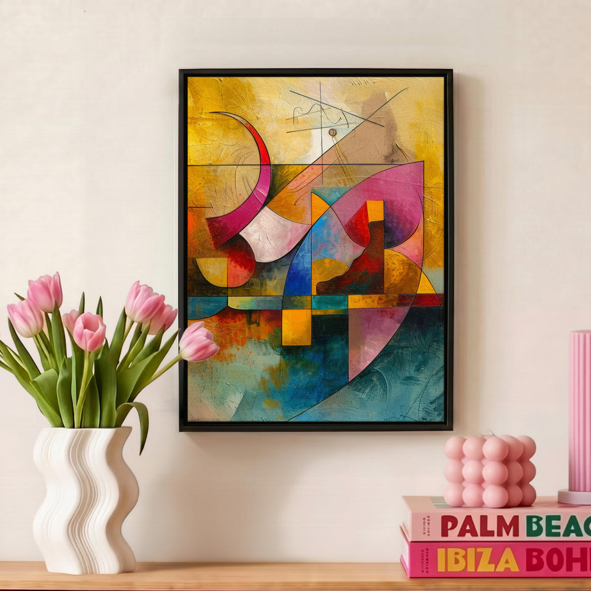LEINWAND Bilder mit Rahmen - Kunst - Abstrakt - Modern - 30x40 - Gelb, Textil (30/40cm) - MuchoWow