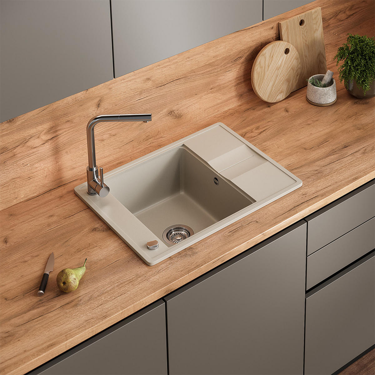 SPÜLBECKEN Osaka Beige 67 x 50 cm - Beige, Keramik (67/20/50cm) - Bergstroem