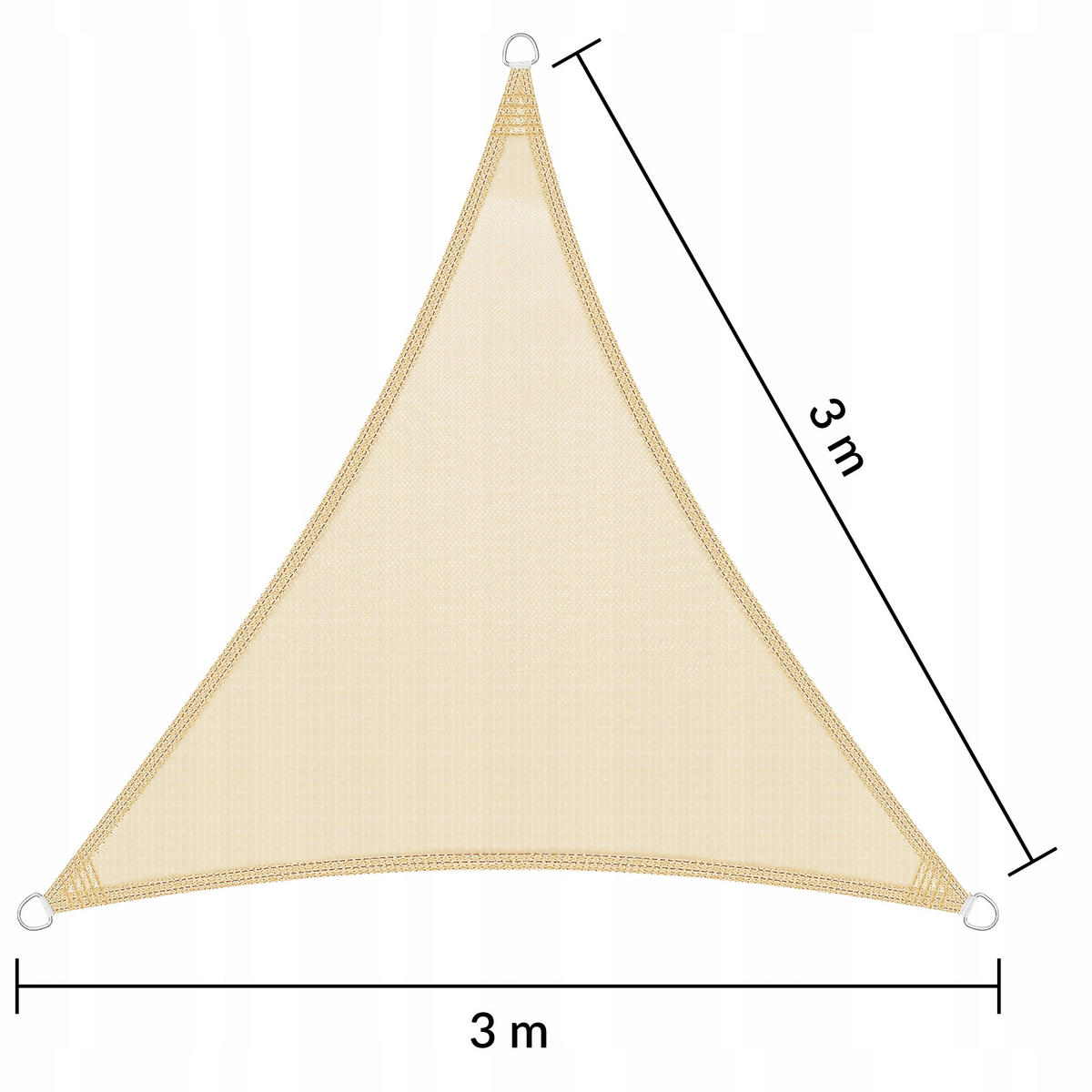 SONNENSEGEL Wasserdicht Dreieckig Beige 3x3m - Beige, Textil (300/300cm) - KRUMAD