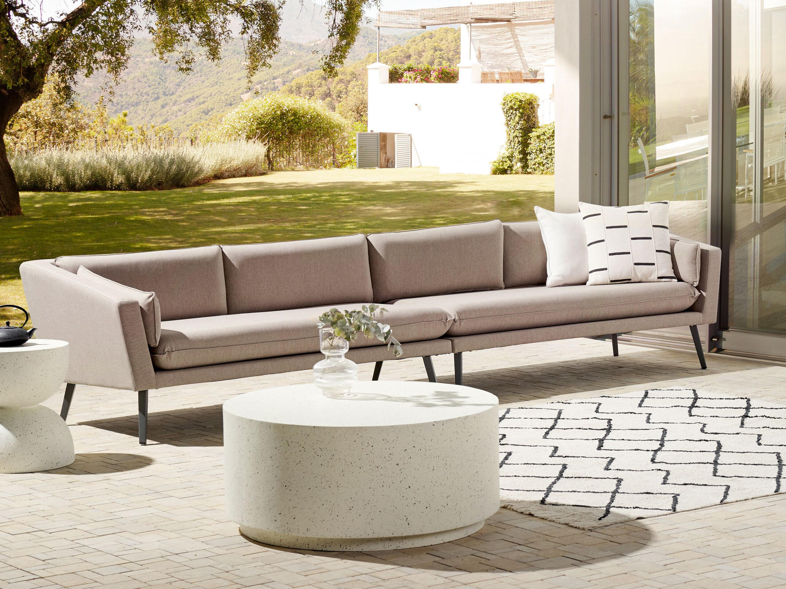 GARTENSOFA 4-Sitzer beige modular Loretello - Beige/Grau, Textil (320/70/76cm) - Beliani