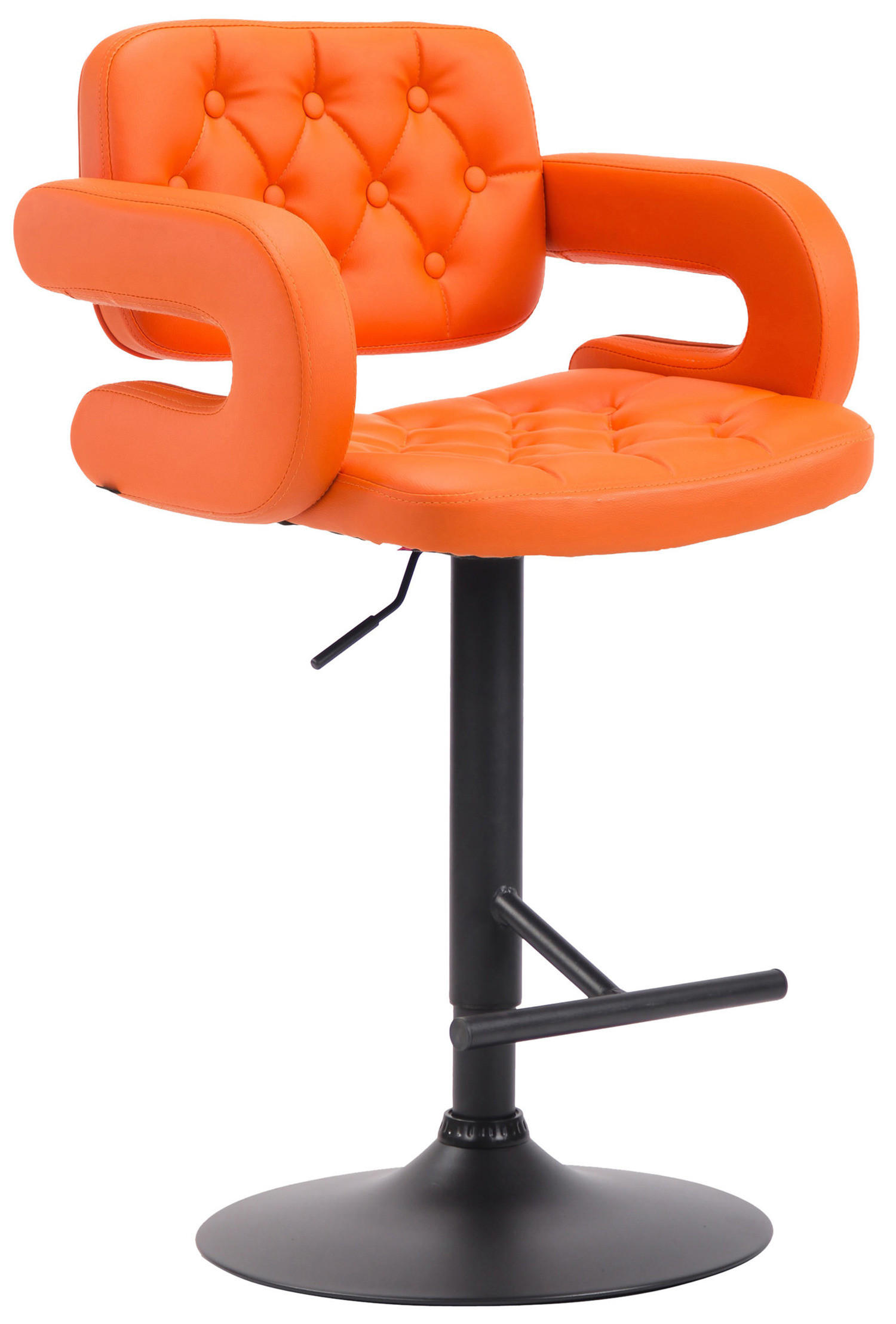 BARHOCKER Dubai, Gestell schwarz, Kunstleder Orange - Schwarz/Orange, Kunststoff/Textil (52/100/55cm) - TPFLiving