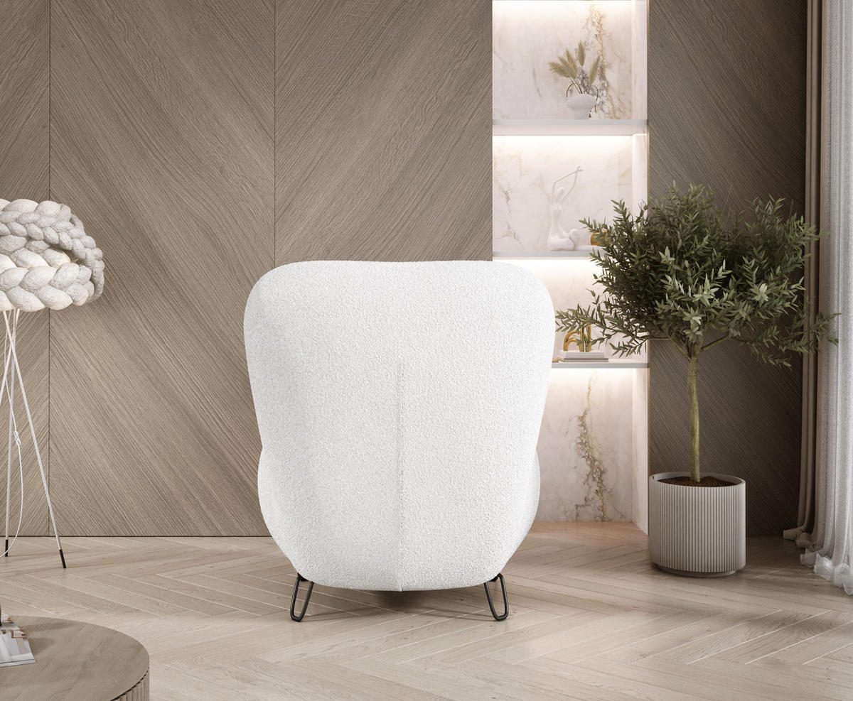 SESSEL LUIS, Skandinavischer Stil – Freistehend, 82×56×82 cm, WEISS - Schwarz/Weiß, Holz/Textil (82/82/66cm) - DomoHome