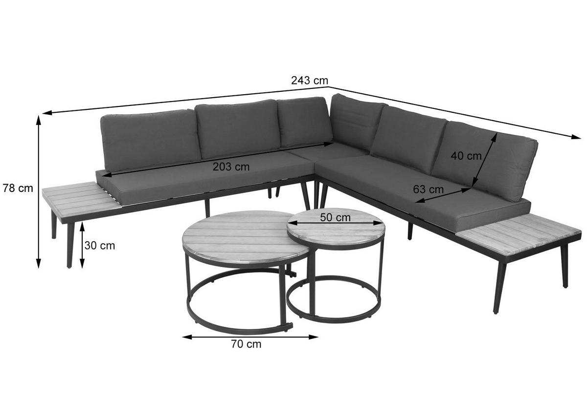 GARTEN-GARNITUR H54C Braun, Grau - Braun/Grau, Holz - MCW