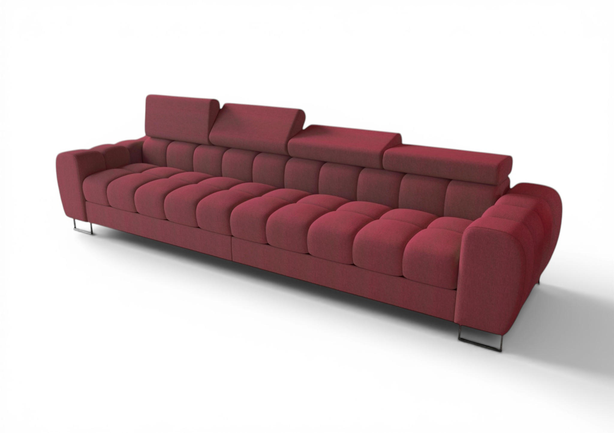 SOFA 4-sitzer Bastien In Stoff Gemma - Rot, Holzwerkstoff/Textil (335/95/97cm) - Fun Möbel