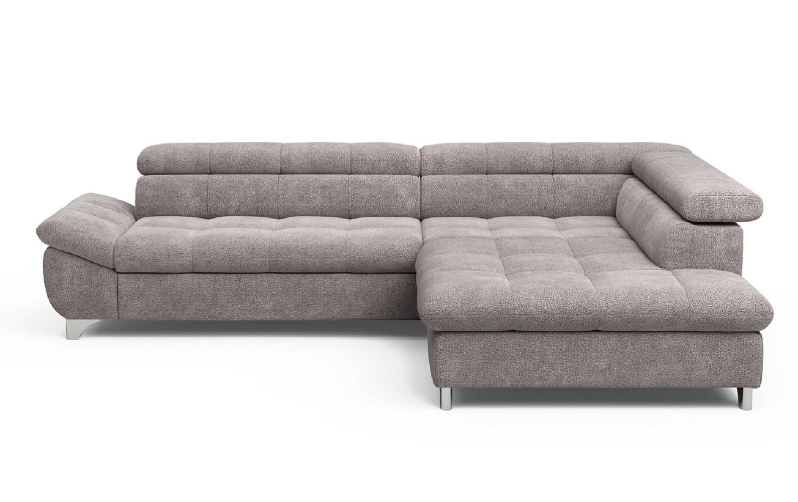 ECKSOFA mit Schlaffunktion und verstellbare Kopflehnen - Taupe/Silberfarben, Textil/Metall (234/312cm) - Cotta