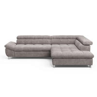 ECKSOFA mit Schlaffunktion und verstellbare Kopflehnen - Taupe/Silberfarben, Textil/Metall (234/312cm) - Cotta