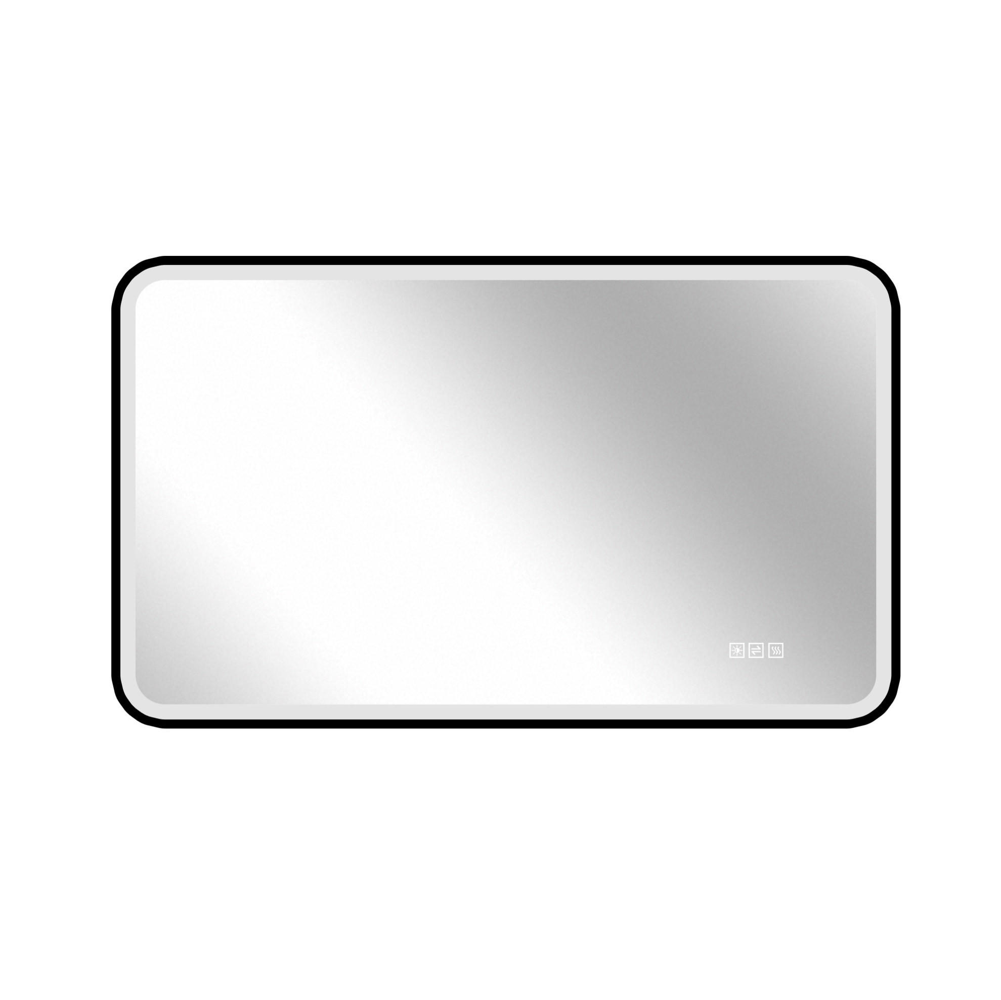 WANDSPIEGEL 90/4/70 cm Schwarz aus Glas und Metall mit Anti-Beschlag und LED - Schwarz, Glas (70/4/90cm) - OKWISH