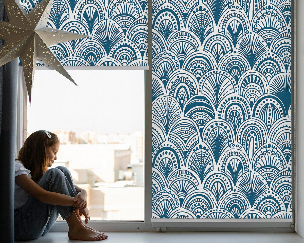 VNÚTORNÁ roleta - okenná roleta - roleta - 80x140 cm - Modrý vzor - modrá, plast (80/140/0.5cm) - TULUP