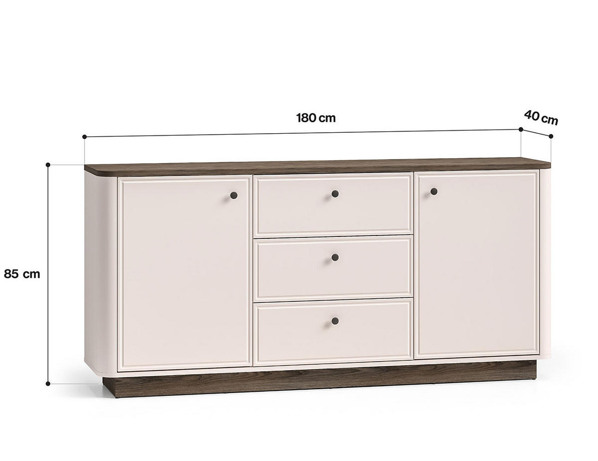 SIDEBOARD Vilavio Kaschmir Windmill Eiche 180 / 40 / 85cm - Kaschmir/Eichefarben, Holz/Holzwerkstoff (180/85/40cm) - Feldmann-Wohnen