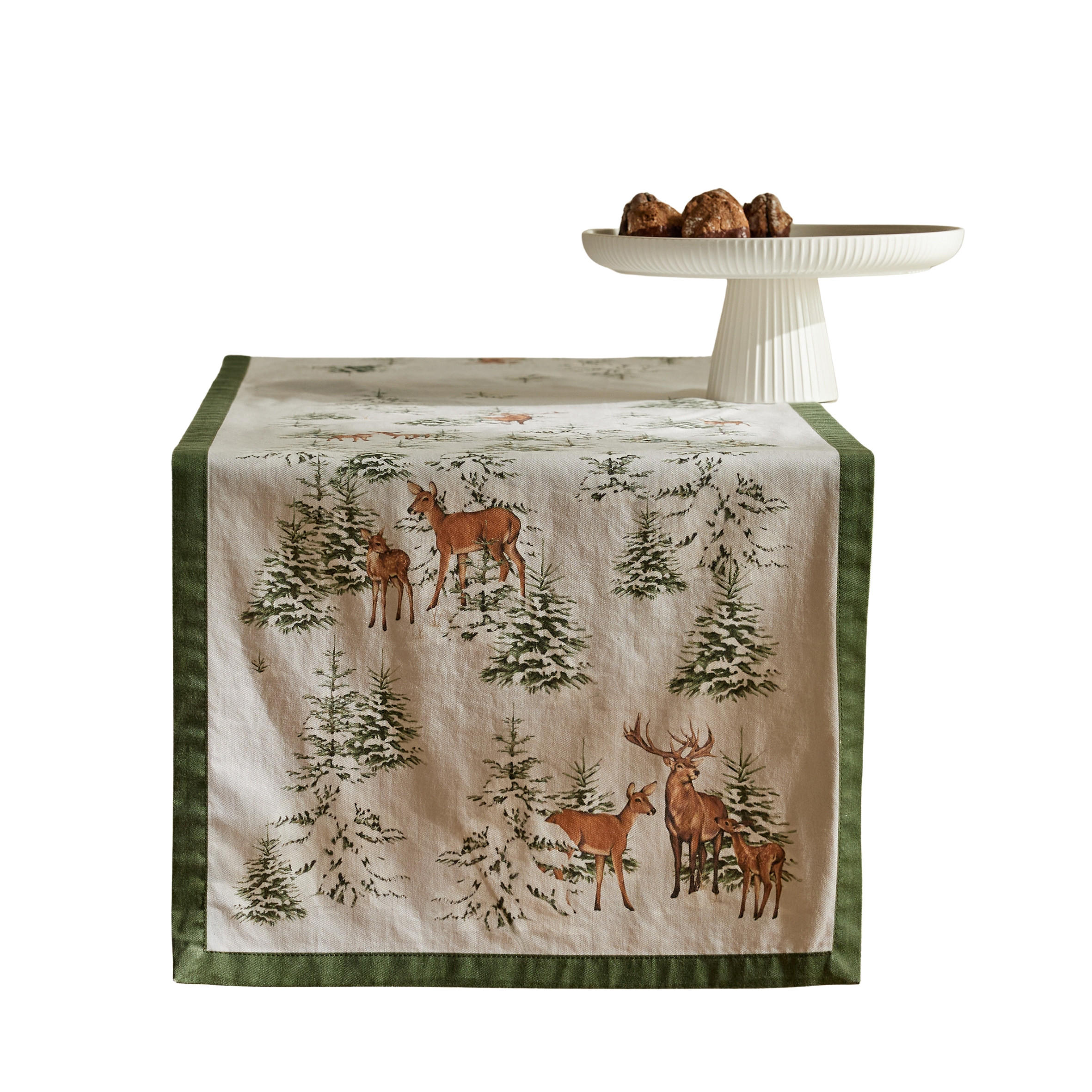 TISCHLÄUFER Bestickter HIRVOS 40x180 cm, Hellgrau, Weihnachten Deko Tischdecke, Christmas - Hellgrau, Kunststoff (180/40/1cm) - home&you