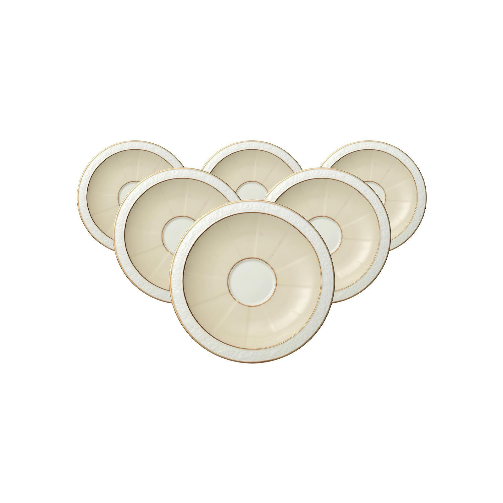 KAFFEE-/TEEUNTERTASSEN Ivoire weiß-gold ø 16 cm 6er Set - Goldfarben/Weiß, Keramik (16cm) - Villeroy & Boch