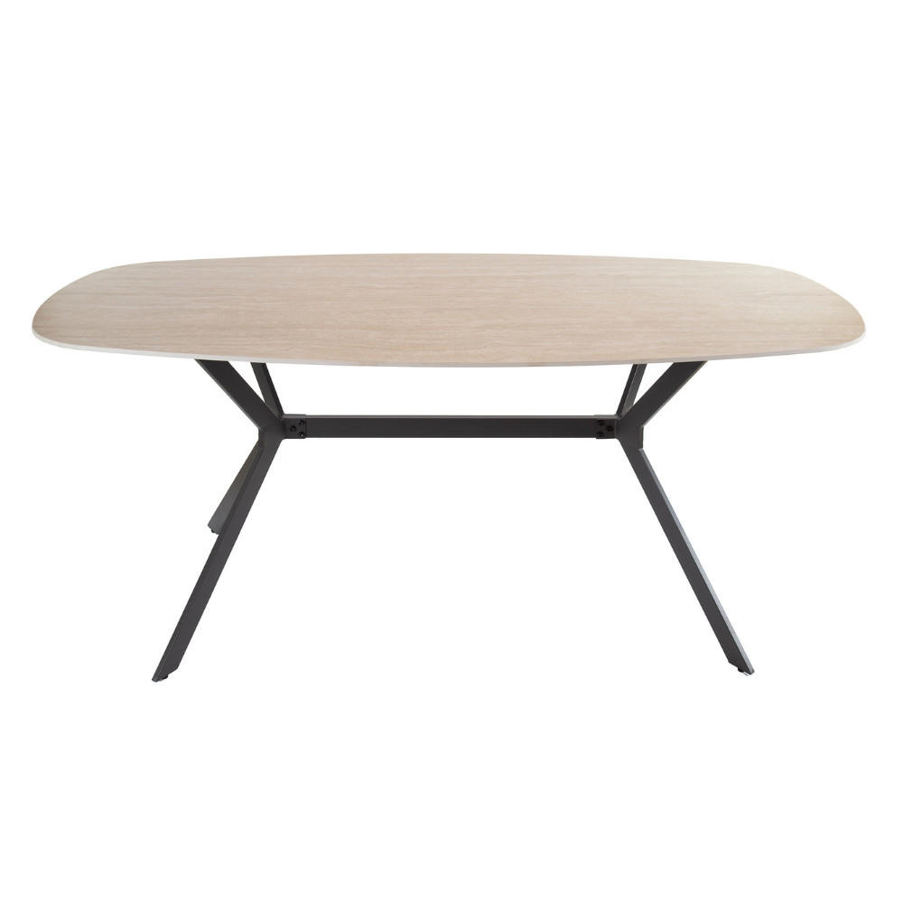 ESSTISCH ROMANO LINEARE Beige Keramiktisch mit Stahlrahmen 180cm - Beige, Keramik (180/90/76cm) - alesvelt