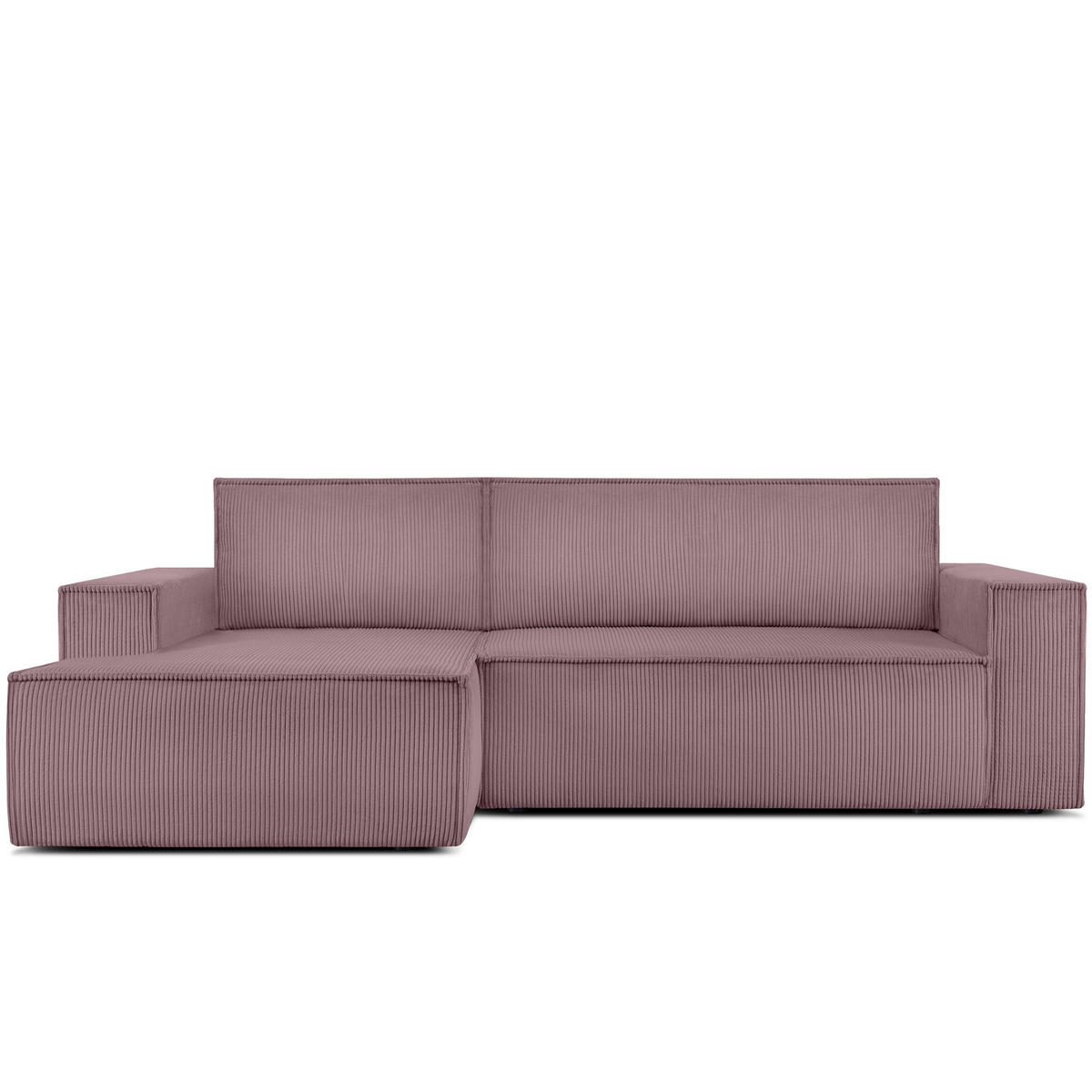 ECKSCHLAFSOFA-LINKS NAPI in Pet Friendly Cord-Stoff, hellviolett - Violett/Schwarz, Textil (262/148cm) - KONSIMO®