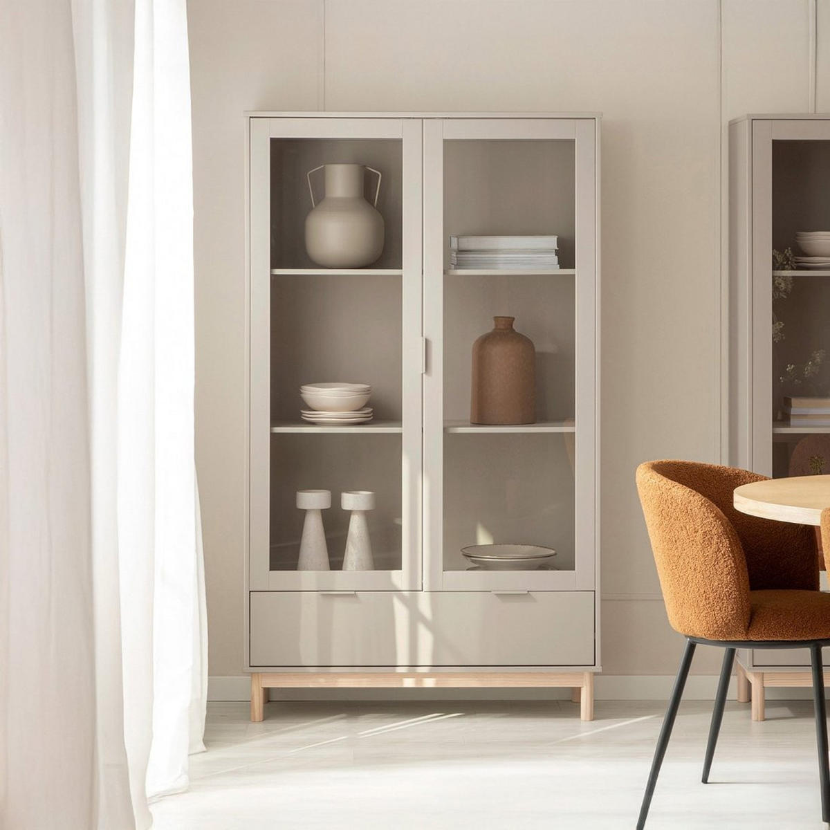 VITRINENSCHRANK DOPPELTER Elian Grau 100 cm x 170 cm - Grau, Holzwerkstoff (100/170/39cm)