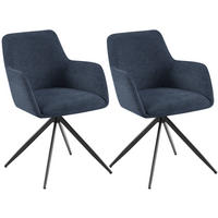 ESSZIMMERSTUHL 2er Set Stoff Blau - Blau/Schwarz, Textil/Metall (56/81/62cm) - CLP